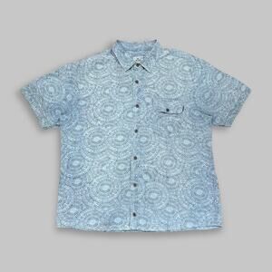 Rip Curl Light Blue Geometric Pattern Short Sleeve Button-Up Shirt Size L